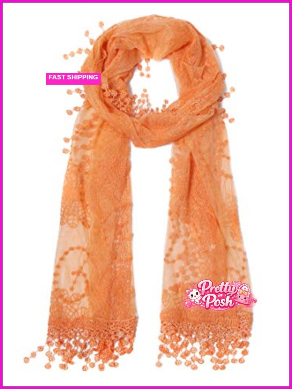 Lightweight Leaf Lace Fringe Scarf Shawl Wrap for Women Bridal